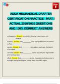 ADDA MECHANICAL DRAFTER CERTIFICATION PRACTICE - PART I ACTUAL 2025&sol;2026 QUESTIONS AND 100&percnt; CORRECT ANSWERS