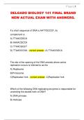 DELGADO BIOLOGY 141 FINAL BRAND  NEW ACTUAL EXAM WITH ANSWERS&period; 