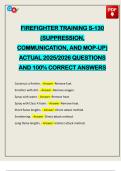 FIREFIGHTER TRAINING S-130 &lpar;SUPPRESSION&comma; COMMUNICATION&comma; AND MOP-UP&rpar; ACTUAL 2025&sol;2026 QUESTIONS AND 100&percnt; CORRECT ANSWERS