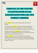 ESSENTIAL OF FIRE FIGHTING 7TH EDITION EXAM ACTUAL 2025&sol;2026 QUESTIONS AND 100&percnt; CORRECT ANSWERS