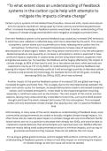 6 Essay Plans &lpar;20 mks&rpar; AQA A Level Geography Water and Carbon Cycles
