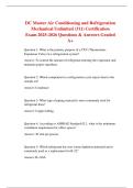 DC Master Air Conditioning and Refrigeration Mechanical Unlimited &lpar;311&rpar; Certification Exam 2025-2026 Questions & Answers Graded A&plus;