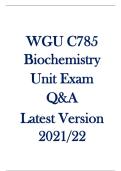 WGU C785  Biochemistry  Unit Exam  Q&A  Latest Version  2021&sol;22