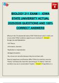 BIOLOGY 211 EXAM 1 - IOWA STATE UNIVERSITY ACTUAL 2025&sol;2026 QUESTIONS AND 100&percnt; CORRECT ANSWERS