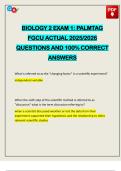 BIOLOGY 2 EXAM 1&colon; PALMTAG FGCU ACTUAL 2025&sol;2026 QUESTIONS AND 100&percnt; CORRECT ANSWERS