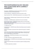 PSYCHOPHARMACOLOGY WILKES N552 QUESTIONS WITH CORRECT ANSWERS&excl;&excl;