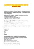 ALGORITHMS EXAM QUESTIONS AND VERIFIED ANSWERS &lpar;NEW&rpar;