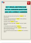 D271 BRAZIL MIDTERM EXAM ACTUAL 2025&sol;2026 QUESTIONS AND 100&percnt; CORRECT ANSWERS