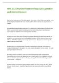 NRS 3016 Psycho-Pharmacology Quiz Question and Correct Answer