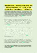 Introduction to Communication - C464 pre assessment Exam UPDATED ACTUAL  QUESTIONS AND CORRECT ANSWERS