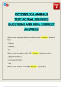 OPTIONS FOR ANIMALS TEST ACTUAL 2025&sol;2026 QUESTIONS AND 100&percnt; CORRECT ANSWERS