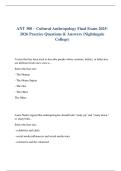 ANT 300 &ndash; Cultural Anthropology Final Exam 2025-2026 Practice Questions & Answers &lpar;Nightingale College&rpar;