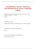 SCI-220 Human Anatomy &ndash; Final Exam 2025-2026 Questions & Answers &lpar;Nightingale College&rpar;