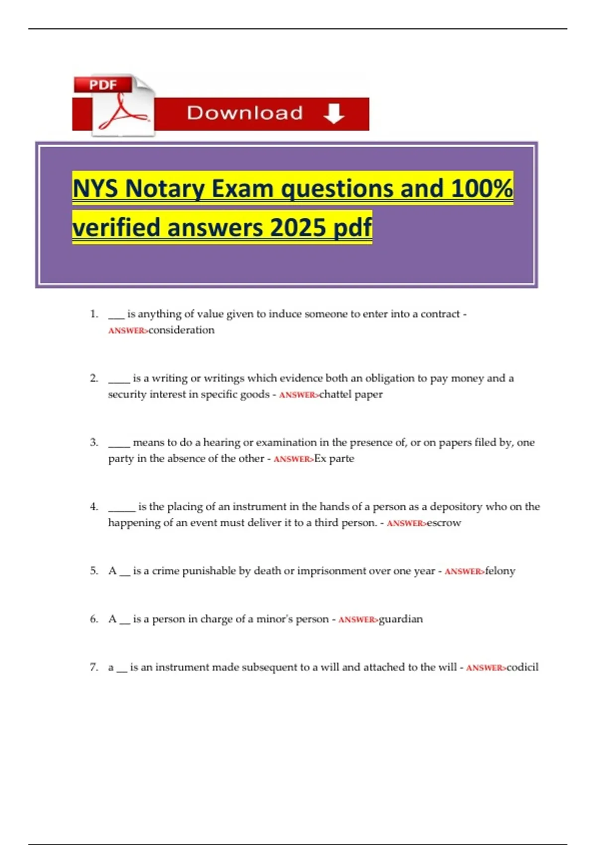NYS Notary Exam | 100 Practice Questions and Answers for New York State Notary Public - Hesi ...