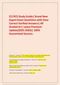  CCI RCS Study Guide&vert; Brand New Expert Exam Questions with Clear Correct Verified Answers&vert; All Graded A&plus;&vert; Latest Premium Update&lpar;2025-2026&rpar;&vert; 100&percnt; Guaranteed Success&period;