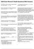 EOR Exam Women's Health Questions With Answers