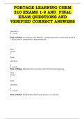 ortage Learning CHEM 210 Exams 1&ndash;8 & Final Exam &vert; Verified Questions & Correct Answers &vert; A&plus; Graded