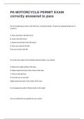 PA MOTORCYCLE PERMIT EXAM correctly answered to pass