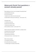 Motorcycle Permit Test questions n answers already passed