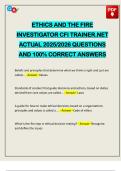 ETHICS AND THE FIRE INVESTIGATOR CFI TRAINER&period;NET ACTUAL 2025&sol;2026 QUESTIONS AND 100&percnt; CORRECT ANSWERS