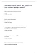 Ohio motorcycle permit test questions and answers already passed