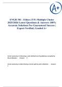ENGR 301 - Ethics &lpar;T F&rpar; Multiple choice 2025&sol;2026 Latest Questions & Answers 100&percnt; Accurate Solutions For Guaranteed Success &vert; Expert-Verified&comma; Graded A&plus;