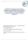ENGR 301 Final Exam Speech Topics Multiple choice 2025&sol;2026 Latest Questions & Answers 100&percnt; Accurate Solutions For Guaranteed Success &vert; Expert-Verified&comma; Graded A&plus;