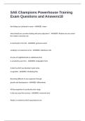 SAE Champions Powerhouse Training Exam Questions and Answers