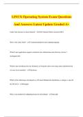 LINUX Operating System Exam Questions And Answers Latest Update Graded A&plus;