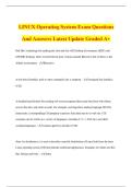 LINUX Operating System Exam Questions And Answers Latest Update Graded A&plus;