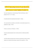 LINUX Operating System Exam Questions And Answers Latest Update Graded A&plus;