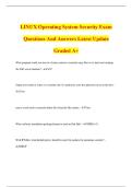LINUX Operating System Security Exam Questions And Answers Latest Update Graded A&plus;