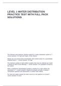 LEVEL 1 WATER DISTRIBUTION PRACTICE TEST WITH FULL PACK SOLUTIONS