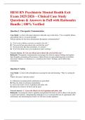 HESI RN Psychiatric Mental Health Exit Exam 2025&sol;2026 &ndash; Clinical Case Study Questions & Answers in Full with Rationales Bundle &vert; 100&percnt; Verified