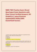  NBRC TMC Practice Exam&vert; Brand New Expert Exam Questions with Clear Correct Verified Answers&vert; All Graded A&plus;&vert; Latest Premium Update&lpar;2025-2026&rpar;&vert;100&percnt; Guaranteed Success&period;