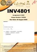 INV4801 Assignment 2 &lpar;COMPLETE ANSWERS&rpar; 2025 &lpar;165590&rpar; - DUE 29 August 2025