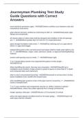 Journeyman Plumbing Test Study Guide Questions with Correct Answers