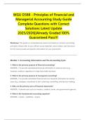 WGU D388 - Principles of Financial and Managerial Accounting Study Guide Complete Questions with Correct Solutions Latest Update 2025&sol;2026&vert;&vert;Already Graded 100&percnt; Guaranteed Pass&excl;&excl;&excl;