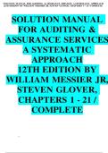 Solution Manual For Auditing & Assurance Services A Systematic Approach&comma; 12th Edition By William Messie