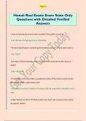 Hawaii Real Estate Exam State Only  Questions with Detailed Verified  Answers