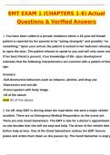 EMT EXAM 1 &lpar;Chapters 1-8&rpar; Latest 2025 Actual Questions and Verified Answers &lpar;2025 &sol; 2026&rpar; A&plus; Grade 100&percnt; Guarantee Verified by Experts