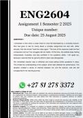 ENG2604 Assignment 1 &lpar;COMPLETE ANSWERS&rpar; Semester 2 2025 - DUE 25 August 2025