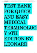 TEST BANK FOR QUICK AND EASY MEDICAL TERMINOLOGY 9TH EDITION BY LEONARD ALL
