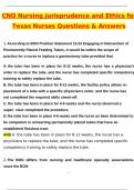 CNO Nursing Jurisprudence and Ethics for Texas Nurses Latest 2025 Actual Questions and Verified Answers &lpar;2025 &sol; 2026&rpar; A&plus; Grade 100&percnt; Guarantee Verified by Experts