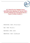 ACT Math Practice Multiple choice 2025&sol;2026 Latest Questions & Answers 100&percnt; Accurate Solutions For Guaranteed Success &vert; Expert-Verified&comma; Graded A&plus;
