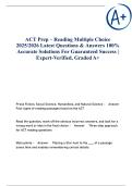 ACT Prep &ndash; Reading Multiple choice 2025&sol;2026 Latest Questions & Answers 100&percnt; Accurate Solutions For Guaranteed Success &vert; Expert-Verified&comma; Graded A&plus;
