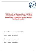 ACT Math Prep Multiple choice 2025&sol;2026 Latest Questions & Answers 100&percnt; Accurate Solutions For Guaranteed Success &vert; Expert-Verified&comma; Graded A&plus;