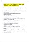 CLST 103 - Final Exam Question and answers 100&percnt; correct 2025