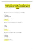 Maryland Cosmetology Theory Exam Study Guide &ndash; Questions and Answers &lpar;Already Passed&comma; A&plus; Verified&rpar; 2024&sol;2025