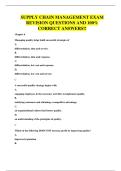 SUPPLY CHAIN MANAGEMENT EXAM QUESTIONS AND 100&percnt; CORRECT ANSWERS